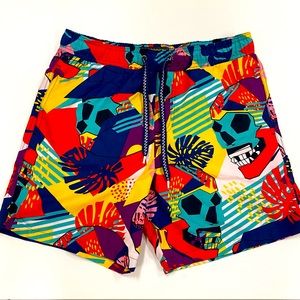 Surf Society Swimwear Men’s Printed Lined Swim Trunks Medium Multicolored